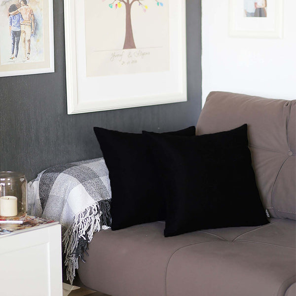 Homeroots Set Of Two 20" X 20" Black Polyester Zippered Pillows - Stylish, Soft, And Versatile Home Decor!   480800