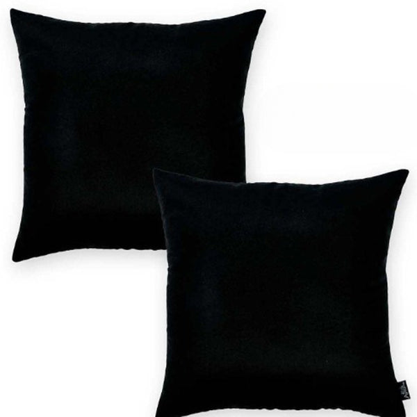 Homeroots Set Of Two 20" X 20" Black Polyester Zippered Pillows - Stylish, Soft, And Versatile Home Decor!   480800