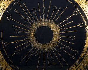 Sunpan Luminosity - Luxe Art Acrylic Wall Art With Gold Leaf Sunburst In Charcoal Frame, 48"X48" Gold Acrylic A0256