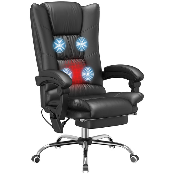 English Elm Vinsetto Executive Massage Office Chair with Heat & Footrest, 4-Point Vibration, Recline Comfort Black W2225P173844