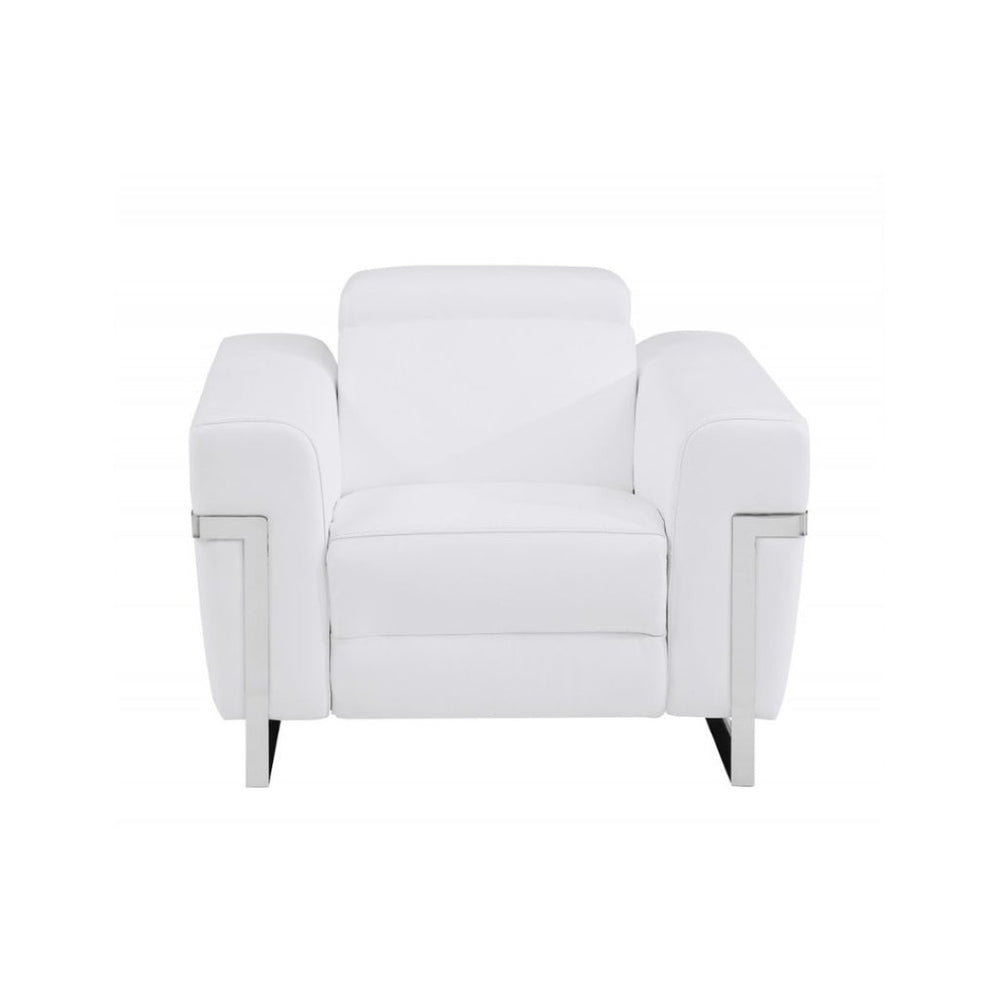 HomeRoots Three Piece White Italian Leather Seating Set - Luxurious Reclining Comfort for Six in Style! 480874