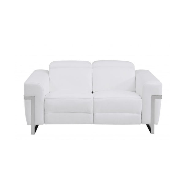 HomeRoots Three Piece White Italian Leather Seating Set - Luxurious Reclining Comfort for Six in Style! 480874