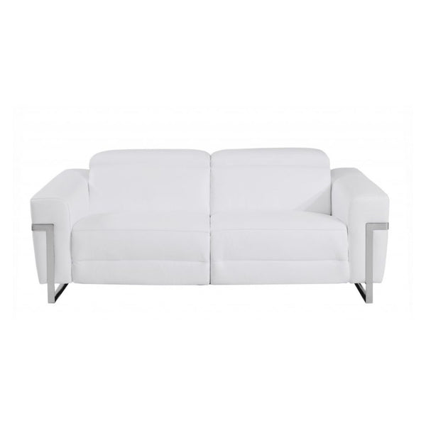 HomeRoots Three Piece White Italian Leather Seating Set - Luxurious Reclining Comfort for Six in Style! 480874