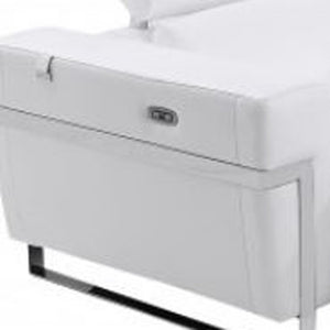 Homeroots Three Piece Indoor White Italian Leather Six Person Seating Set White  480874