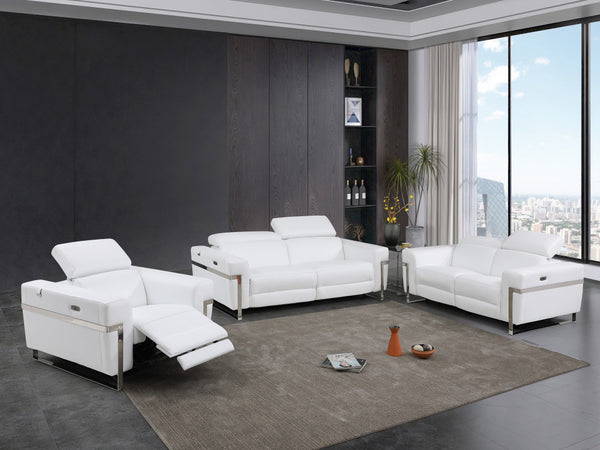 Homeroots Three Piece Indoor White Italian Leather Six Person Seating Set White  480874