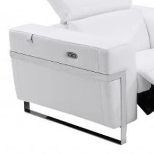 Homeroots Three Piece Indoor White Italian Leather Six Person Seating Set White  480874