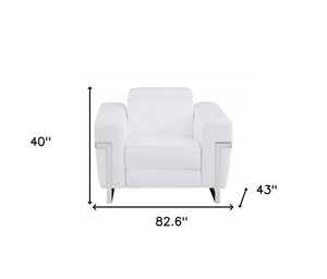 Homeroots Three Piece Indoor White Italian Leather Six Person Seating Set White  480874
