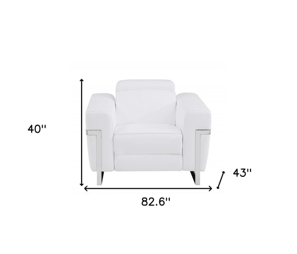Homeroots Three Piece Indoor White Italian Leather Six Person Seating Set White  480874