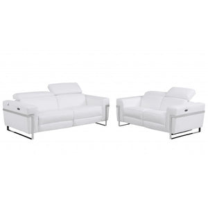 Homeroots Three Piece Indoor Italian Leather Seating Set For Six – Luxurious Comfort & Stylish Design White  480875
