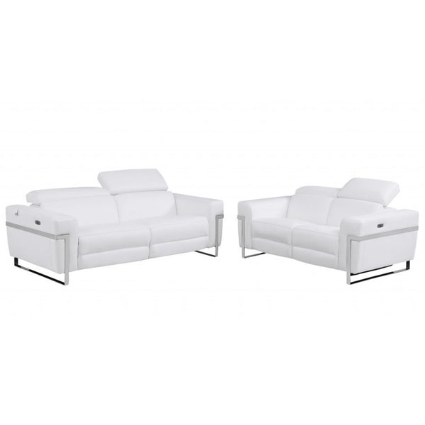 Homeroots Three Piece Indoor Italian Leather Seating Set For Six – Luxurious Comfort & Stylish Design White  480875