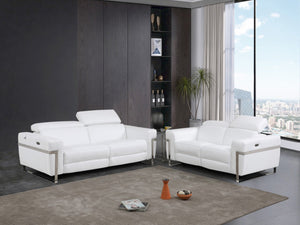 Homeroots Three Piece Indoor Italian Leather Seating Set For Six – Luxurious Comfort & Stylish Design White  480875
