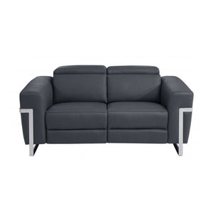 Homeroots Two Piece Indoor Dark Gray Italian Leather Five Person Seating Set Dark Grey  480879