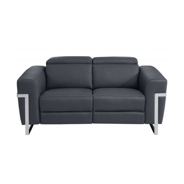 Homeroots Two Piece Indoor Dark Gray Italian Leather Five Person Seating Set Dark Grey  480879