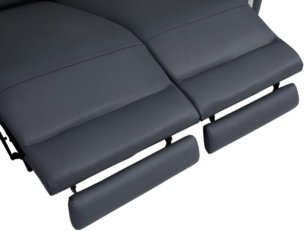 HomeRoots Two Piece Dark Gray Italian Leather Seating Set - Luxurious Reclining Sofa & Loveseat for 5 480879
