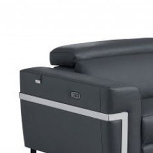 Homeroots Two Piece Indoor Dark Gray Italian Leather Five Person Seating Set Dark Grey  480879