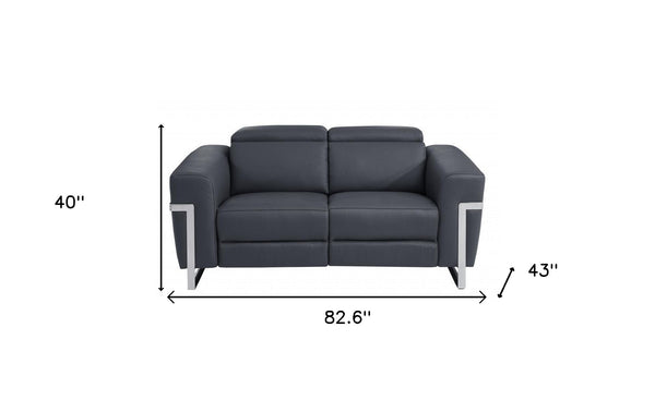 Homeroots Two Piece Indoor Dark Gray Italian Leather Five Person Seating Set Dark Grey  480879