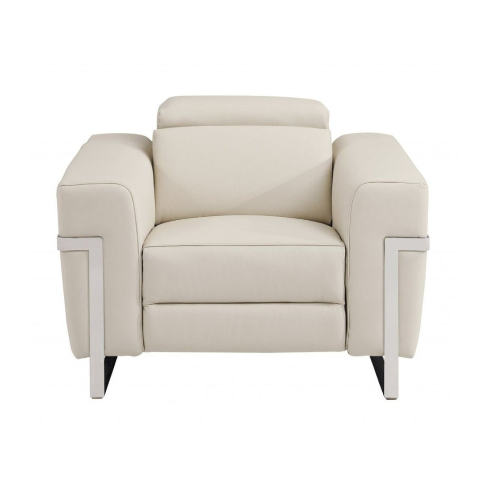 HomeRoots Three Piece Indoor Beige Italian Leather Seating Set for Six – Luxurious Comfort & Style Redefined 480880
