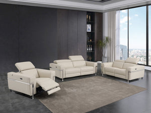 Homeroots Three Piece Indoor Italian Leather Seating Set For Six – Luxurious Comfort & Stylish Design Beige  480880