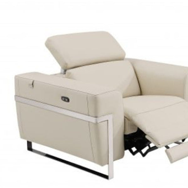 Homeroots Three Piece Indoor Italian Leather Seating Set For Six – Luxurious Comfort & Stylish Design Beige  480880