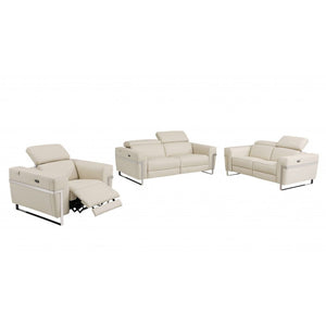 Homeroots Three Piece Indoor Italian Leather Seating Set For Six – Luxurious Comfort & Stylish Design Beige  480880