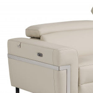 Homeroots Two Piece Indoor Beige Italian Leather Five Person Seating Set Beige  480881