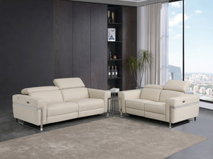 Homeroots Two Piece Indoor Beige Italian Leather Five Person Seating Set Beige  480881