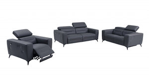Homeroots Three Piece Indoor Dark Gray Italian Leather Six Person Seating Set Dark Grey  480882