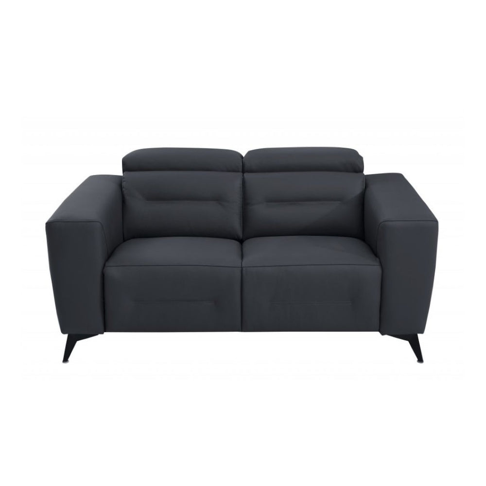 HomeRoots Two Piece Dark Gray Italian Leather Power Reclining Set for 5 – Stylish Comfort & Durability 480883