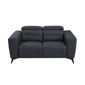 Homeroots Two Piece Indoor Dark Gray Italian Leather Five Person Seating Set Dark Grey  480883