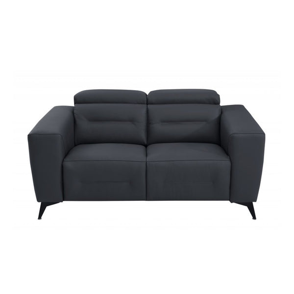 Homeroots Two Piece Indoor Dark Gray Italian Leather Five Person Seating Set Dark Grey  480883