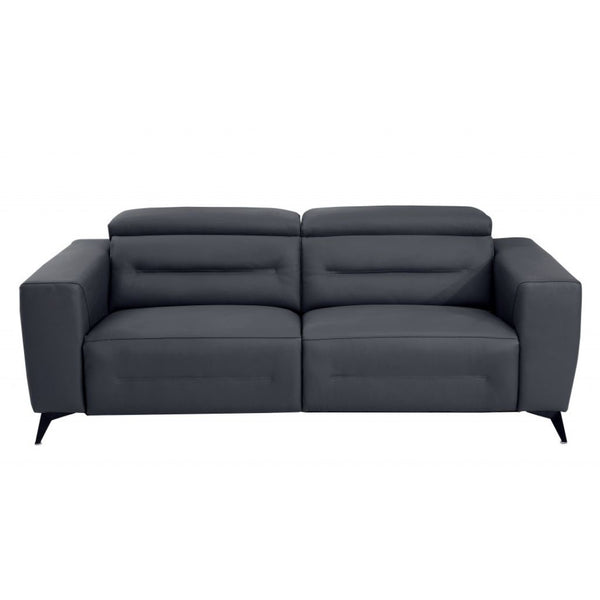 Homeroots Two Piece Indoor Dark Gray Italian Leather Five Person Seating Set Dark Grey  480883