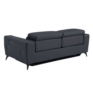 Homeroots Two Piece Indoor Dark Gray Italian Leather Five Person Seating Set Dark Grey  480883