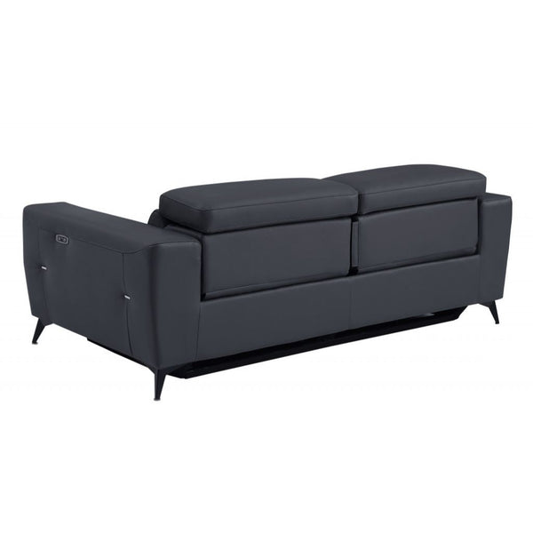 Homeroots Two Piece Indoor Dark Gray Italian Leather Five Person Seating Set Dark Grey  480883