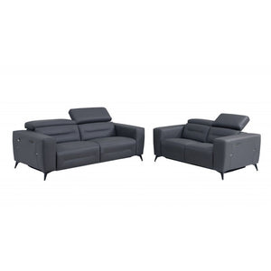 Homeroots Two Piece Indoor Dark Gray Italian Leather Five Person Seating Set Dark Grey  480883
