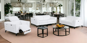 Homeroots Three Piece Indoor White Italian Leather Six Person Seating Set White  480884