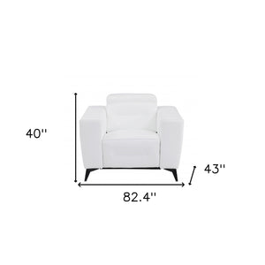 Homeroots Three Piece Indoor White Italian Leather Six Person Seating Set White  480884