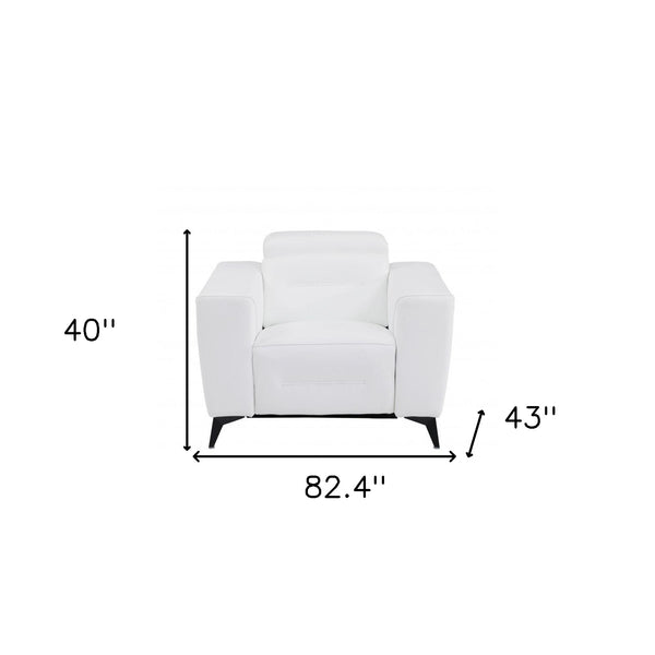 Homeroots Three Piece Indoor White Italian Leather Six Person Seating Set White  480884