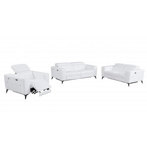 Homeroots Three Piece Indoor White Italian Leather Six Person Seating Set White  480884