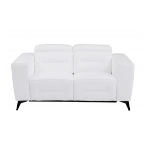 Homeroots Two Piece Indoor White Italian Leather Five Person Seating Set White  480885