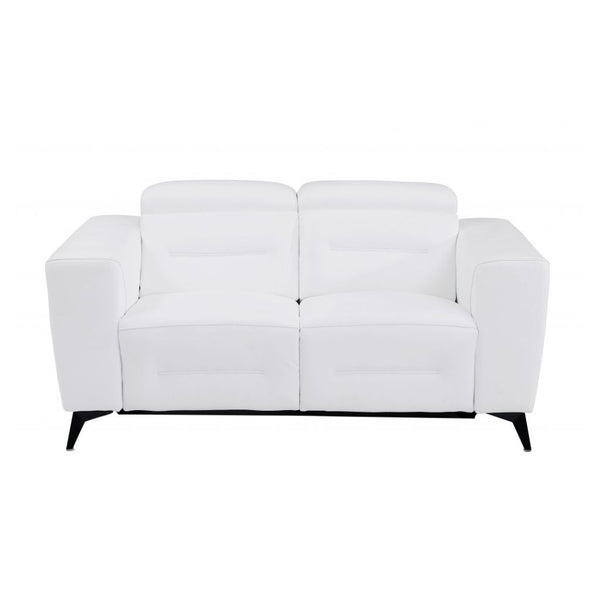 Homeroots Two Piece Indoor White Italian Leather Five Person Seating Set White  480885