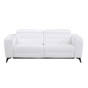 HomeRoots Two Piece White Italian Leather Seating Set for 5 - Power Recline, USB Charging, Luxurious Comfort 480885