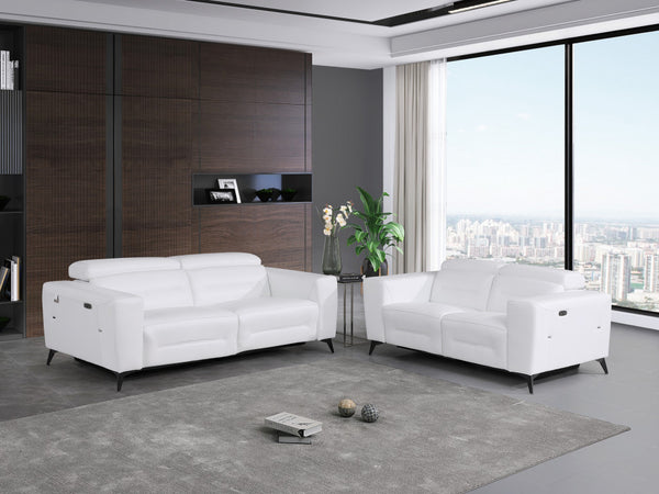 Homeroots Two Piece Indoor White Italian Leather Five Person Seating Set White  480885