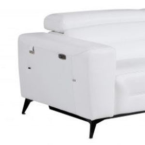 Homeroots Two Piece Indoor White Italian Leather Five Person Seating Set White  480885