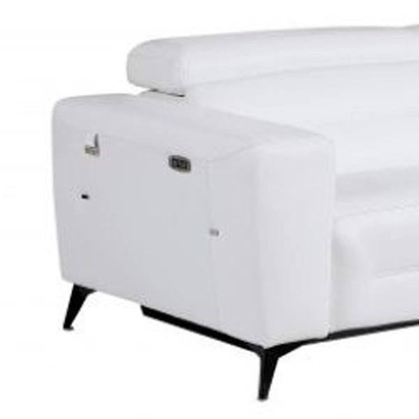 Homeroots Two Piece Indoor White Italian Leather Five Person Seating Set White  480885