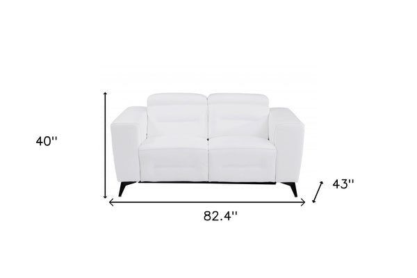 Homeroots Two Piece Indoor White Italian Leather Five Person Seating Set White  480885