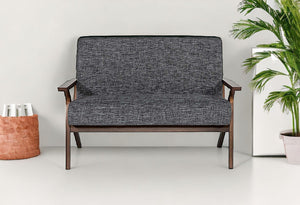 HomeRoots 44" Gray and Brown Loveseat - Mid-Century Charm with Stain-Resistant Upholstery for Small Spaces 480886