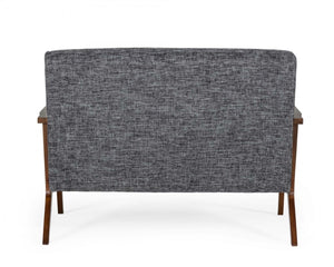 HomeRoots 44" Gray and Brown Loveseat - Mid-Century Charm with Stain-Resistant Upholstery for Small Spaces 480886