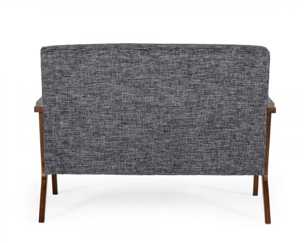 HomeRoots 44" Gray and Brown Loveseat - Mid-Century Charm with Stain-Resistant Upholstery for Small Spaces 480886