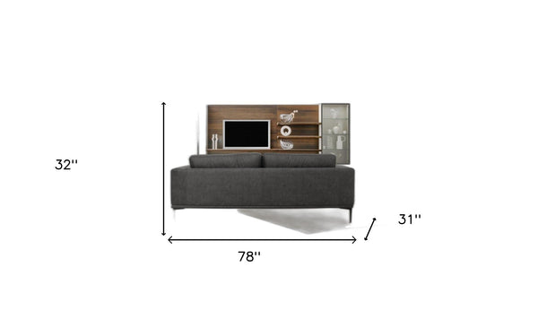 Homeroots Modern 78" Dark Grey Loveseat With Removable Cushions   480887