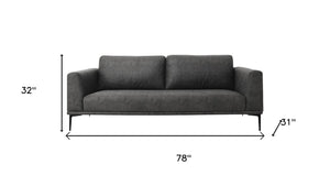 HomeRoots Modern 78" Dark Grey Loveseat with Removable Cushions, Water-Resistant Fabric, Stylish Comfort 480887